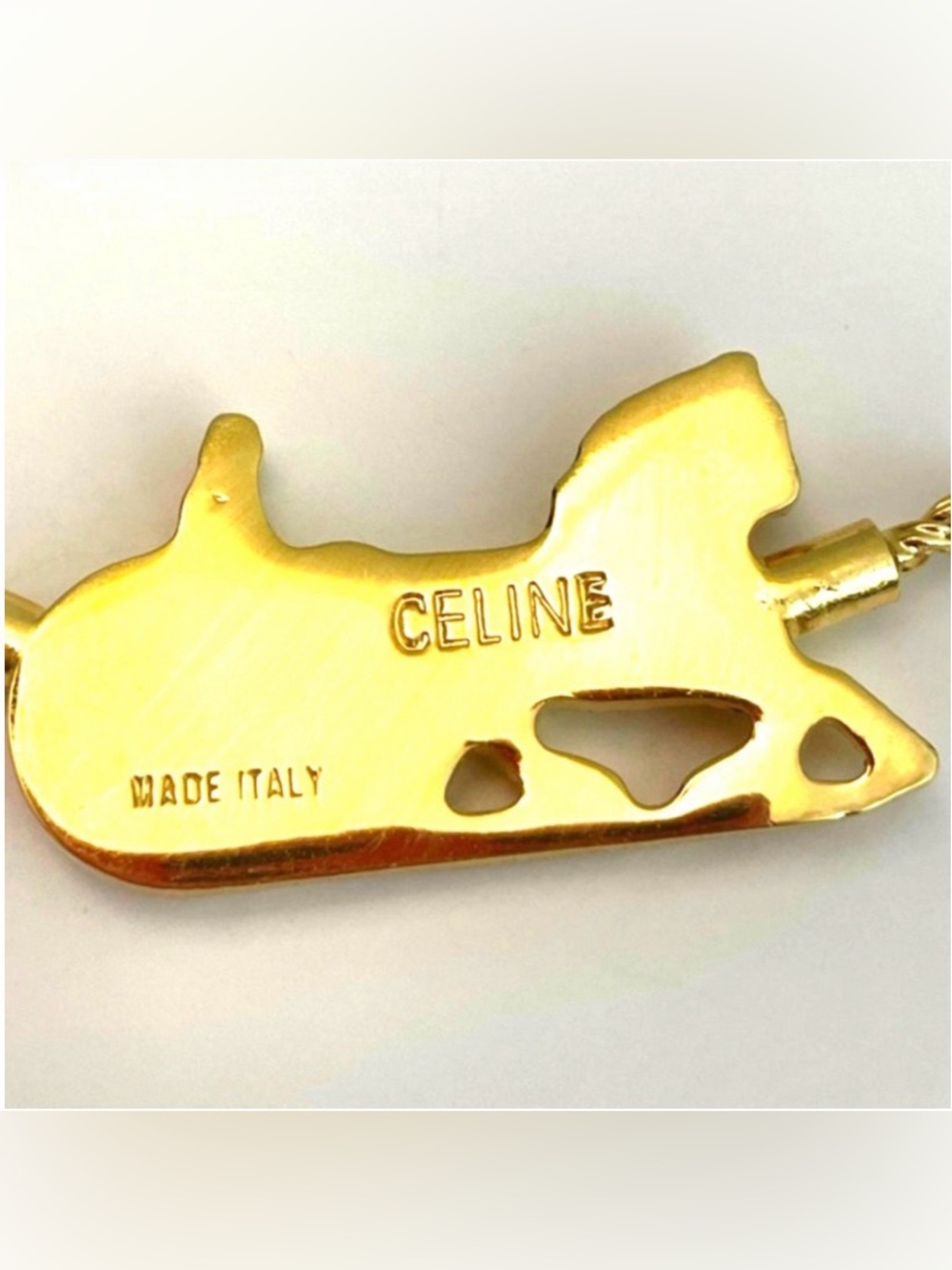 CELINE VINTAGE Caleche Gold-Plated Necklace with Rope Chain EUC - Picture 7 of 10